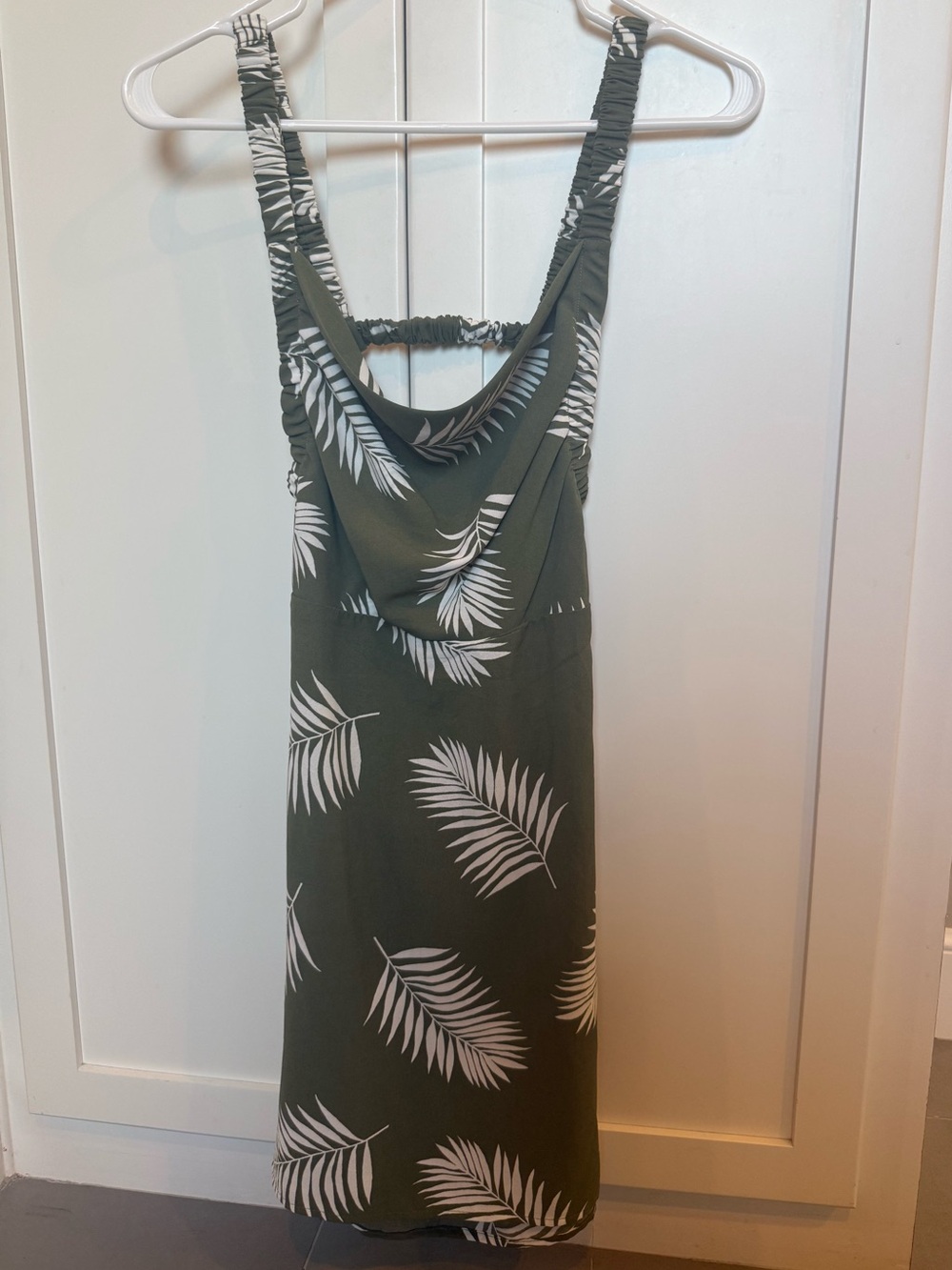 Olive Green Palm-Print Sundress - Women